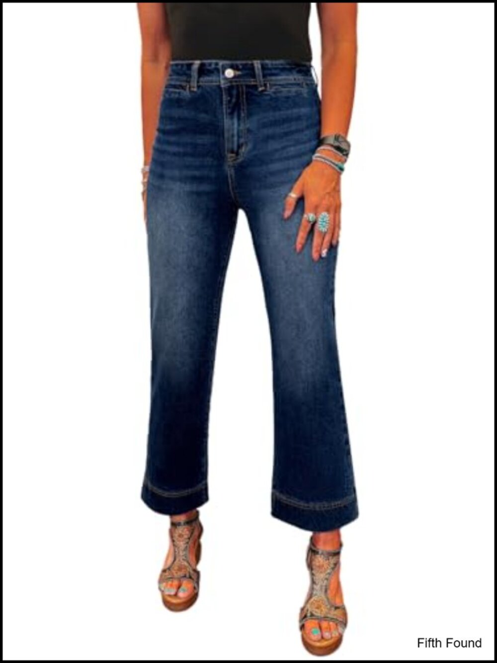 Women's High Waisted Wide Leg Stretch Denim Jeans with Pockets